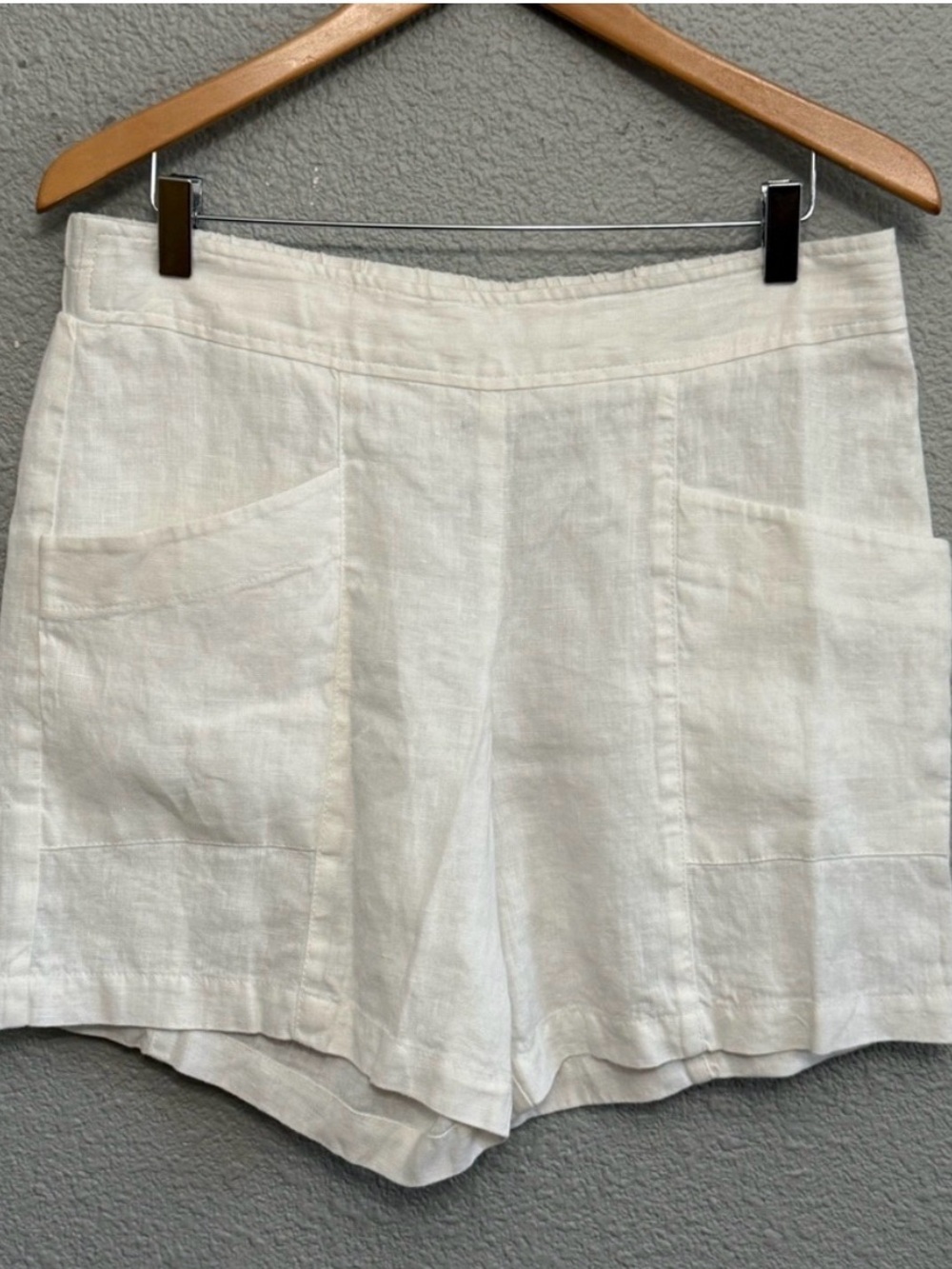 ivy jane white High-Waist Linen Shorts with Front Pockets